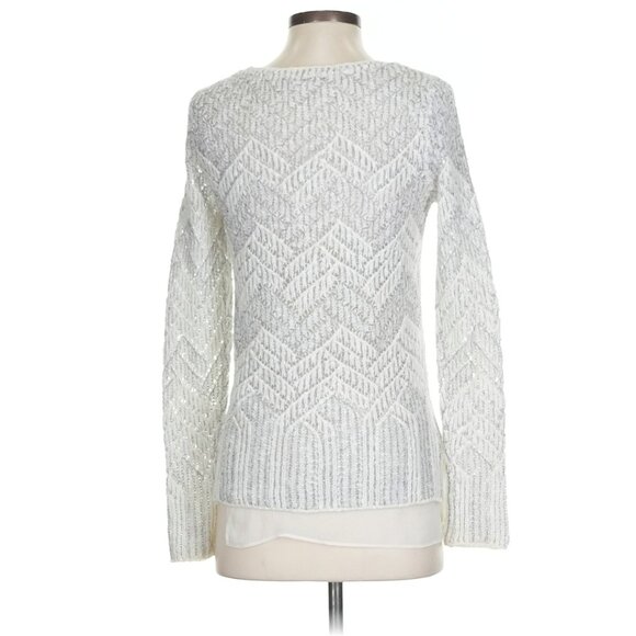 Lucky Brand Sweater Womens Large Beige Cable Knit Layered Pullover XS - Picture 4 of 6